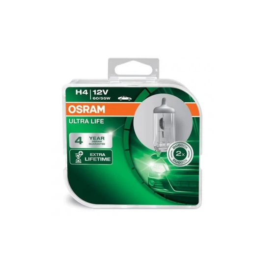 OSRAM 12V 60/55W H4 P43t ULTRA LIFE autó izzó hosszú élettartamú izzó Duo Box